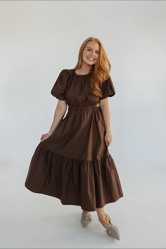 Maggie Brown Poplin Maxi Dress