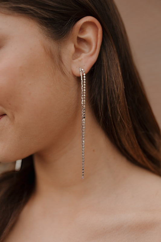 Silver Ball & Snake Chain Drop Earrings