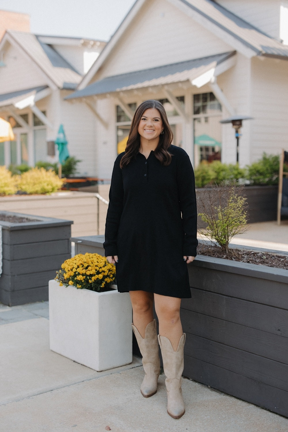 Black Polo Neck Sweater Dress