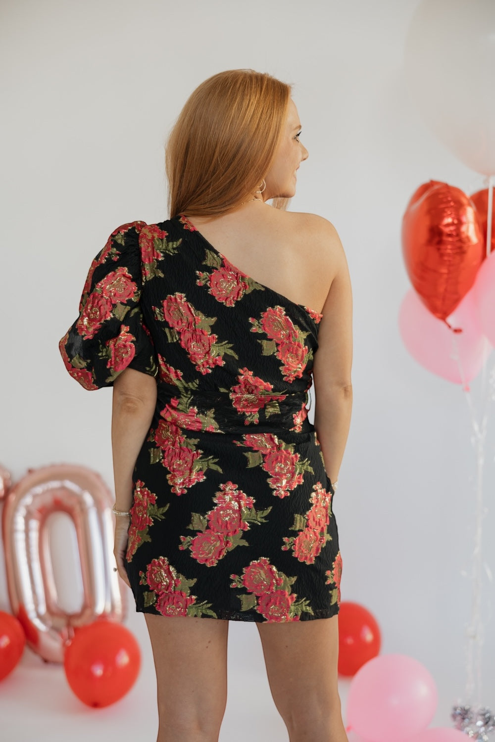 Scarlet Blossom Noir Mini Dress