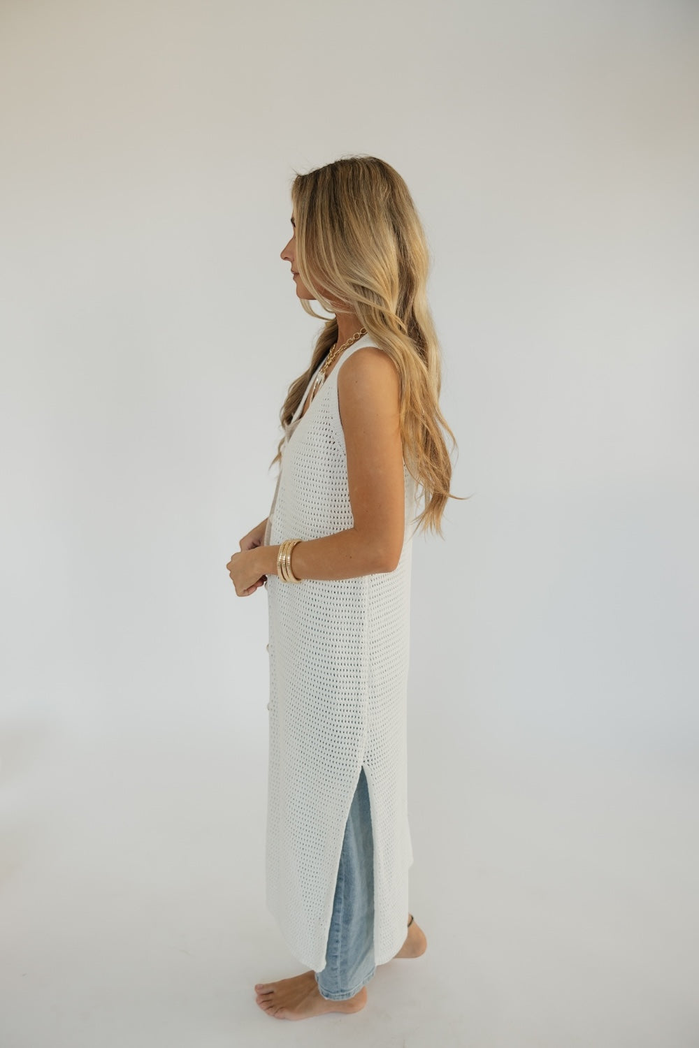 Brayden Knit Button Down Sleeveless Cardigan (XS-3XL)