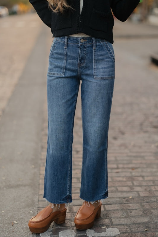 Superb High Rise Crop Utility Straight Jean (0-22)