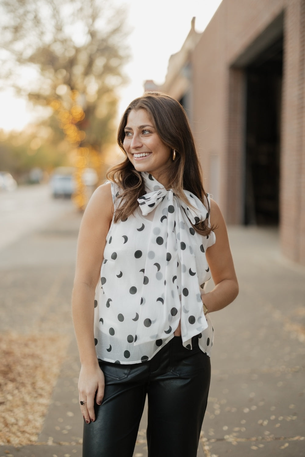 Tiffany Black/White Polka Dot Tie Tank