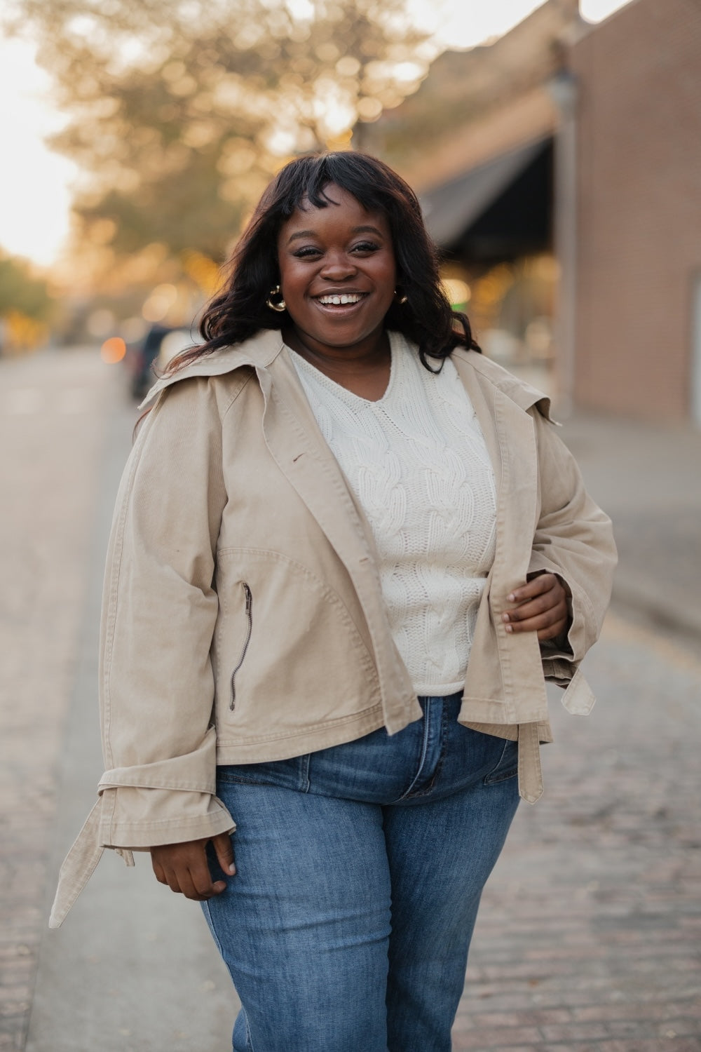 Cindy Washed Wide Collar Taupe Jacket (S-3XL)