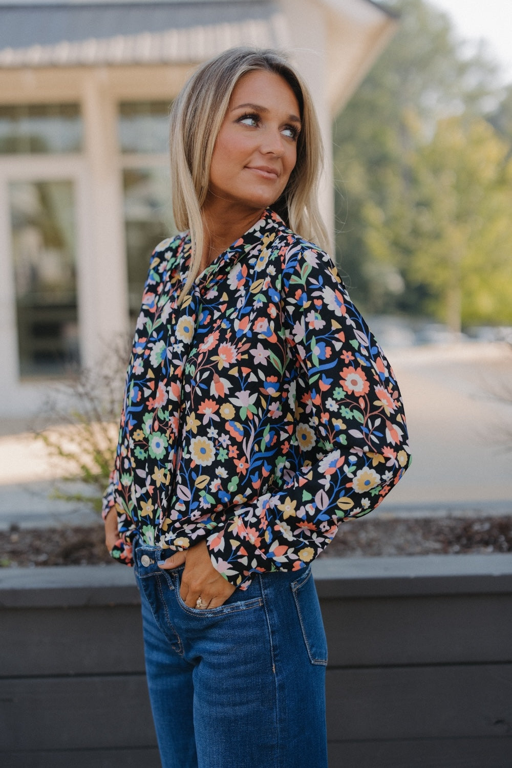 Cami Small Floral Print Long Sleeve Top