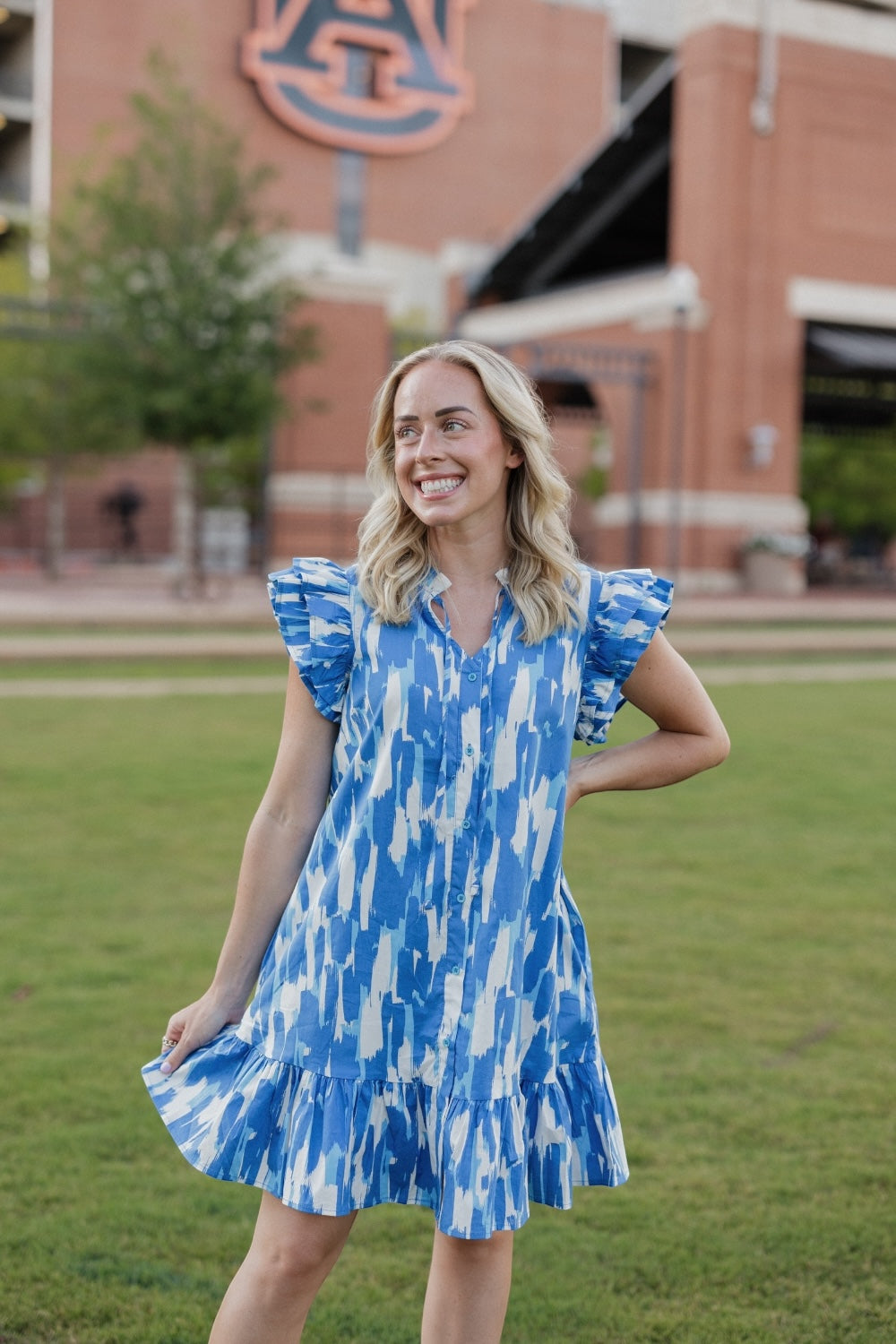 Abby Tailgate Time Blue Dress (XS-XXL)