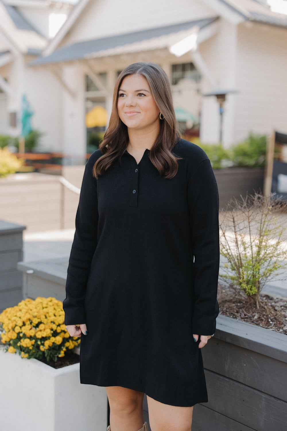 Black Polo Neck Sweater Dress