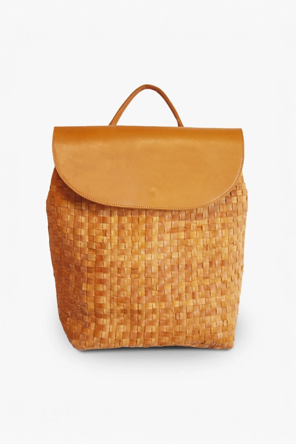 Elsa Basketweave Backpack in Cognac by Able