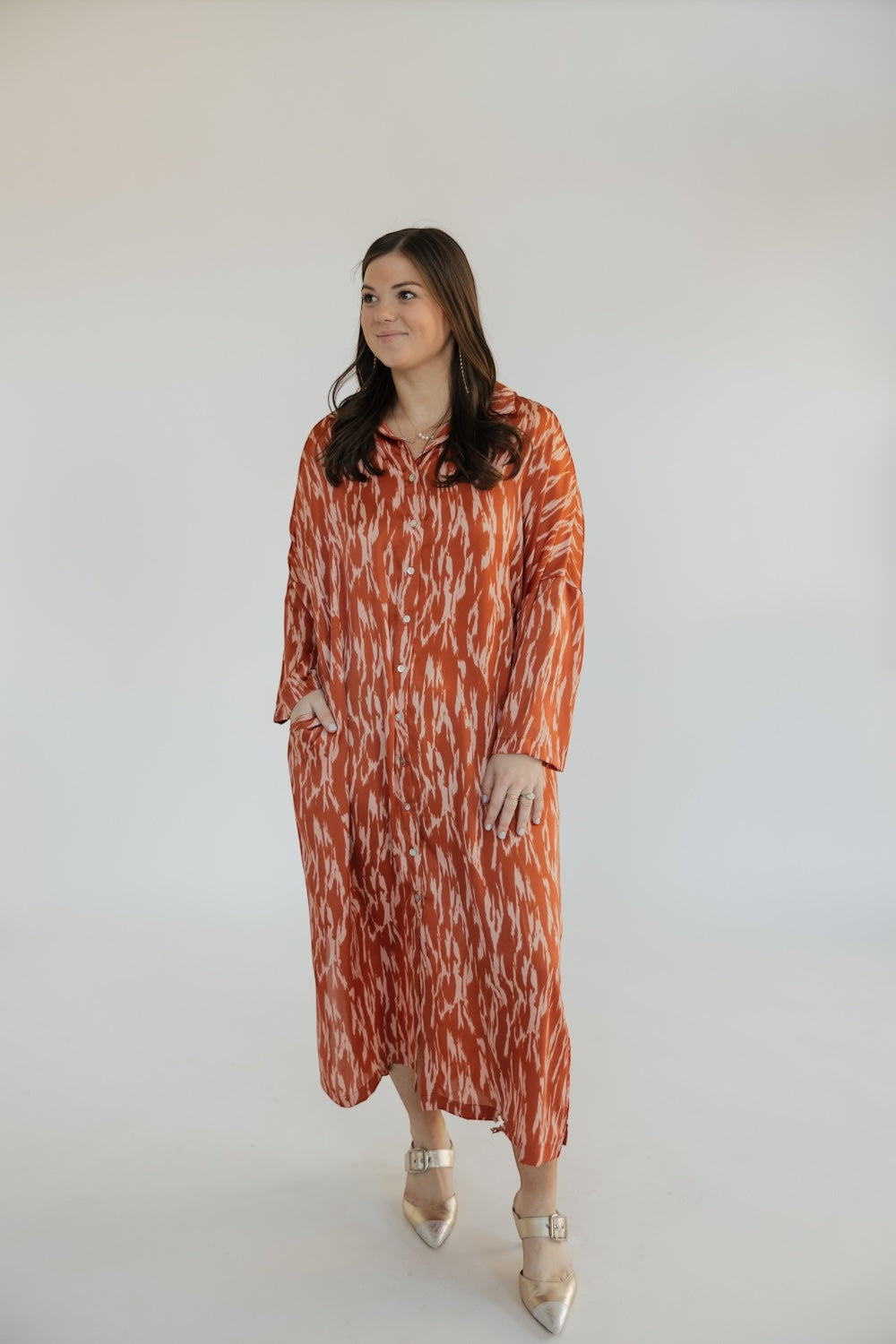 Regan Prairie Winds Button Down Flowy Dress