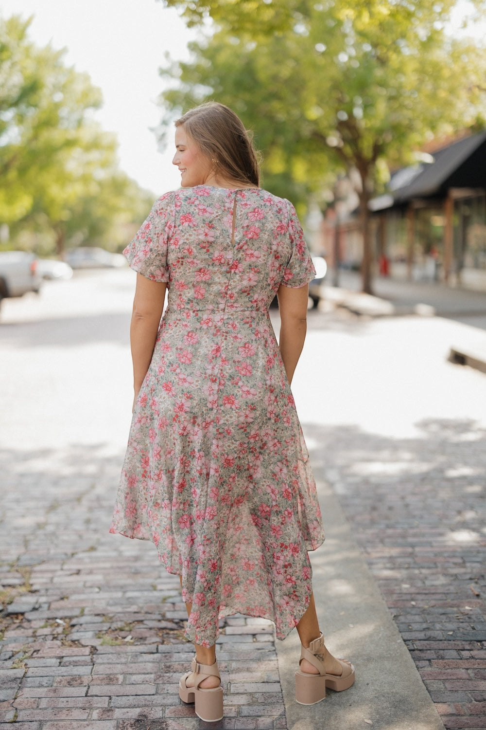 Alexis Sage Multi Floral Flutter Sleeve Midi Dress (S-3XL)