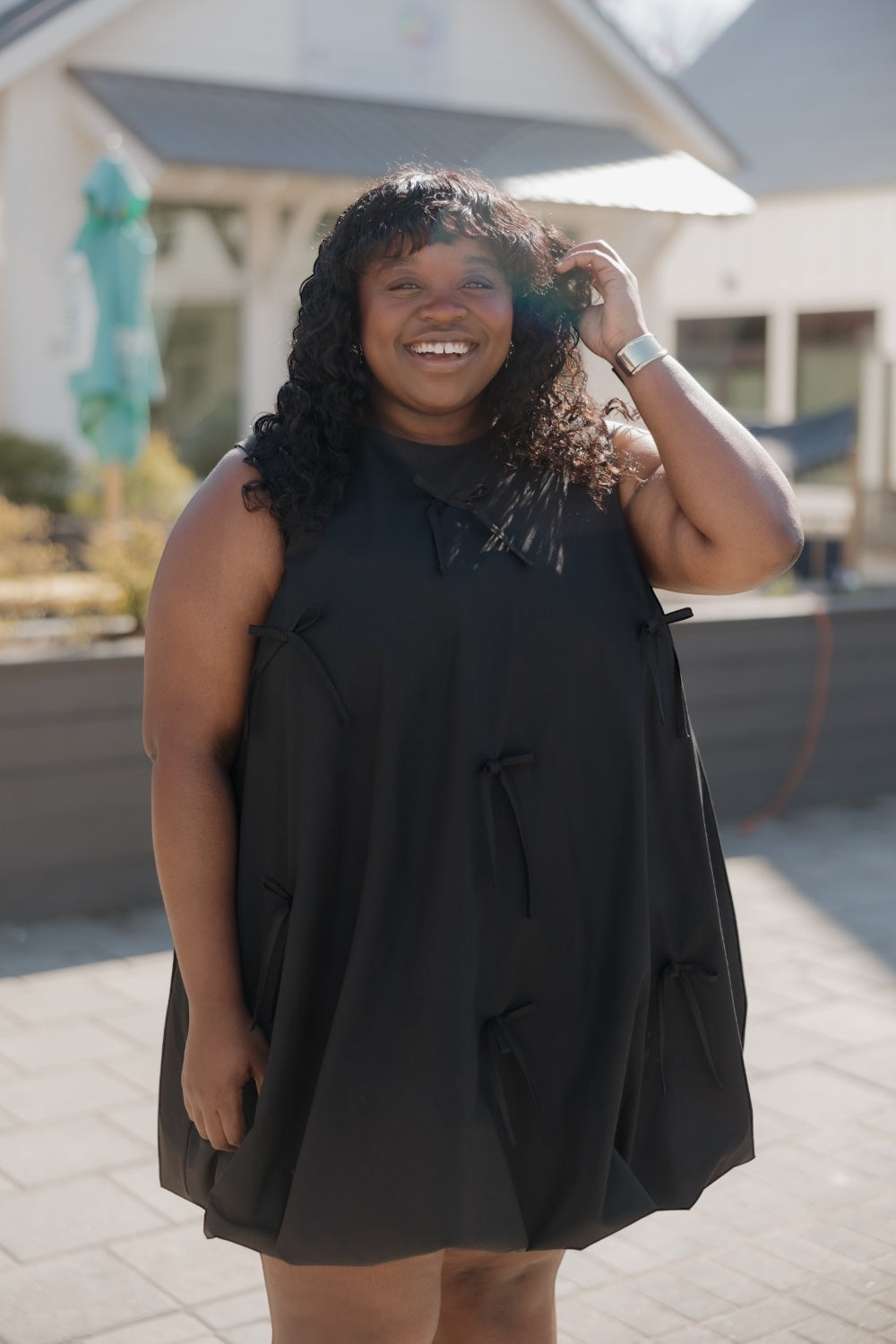 Bonnie Bow Black Sleeveless Dress (S-3XL)