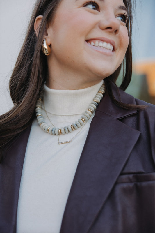 Beige Marble Beaded Necklace