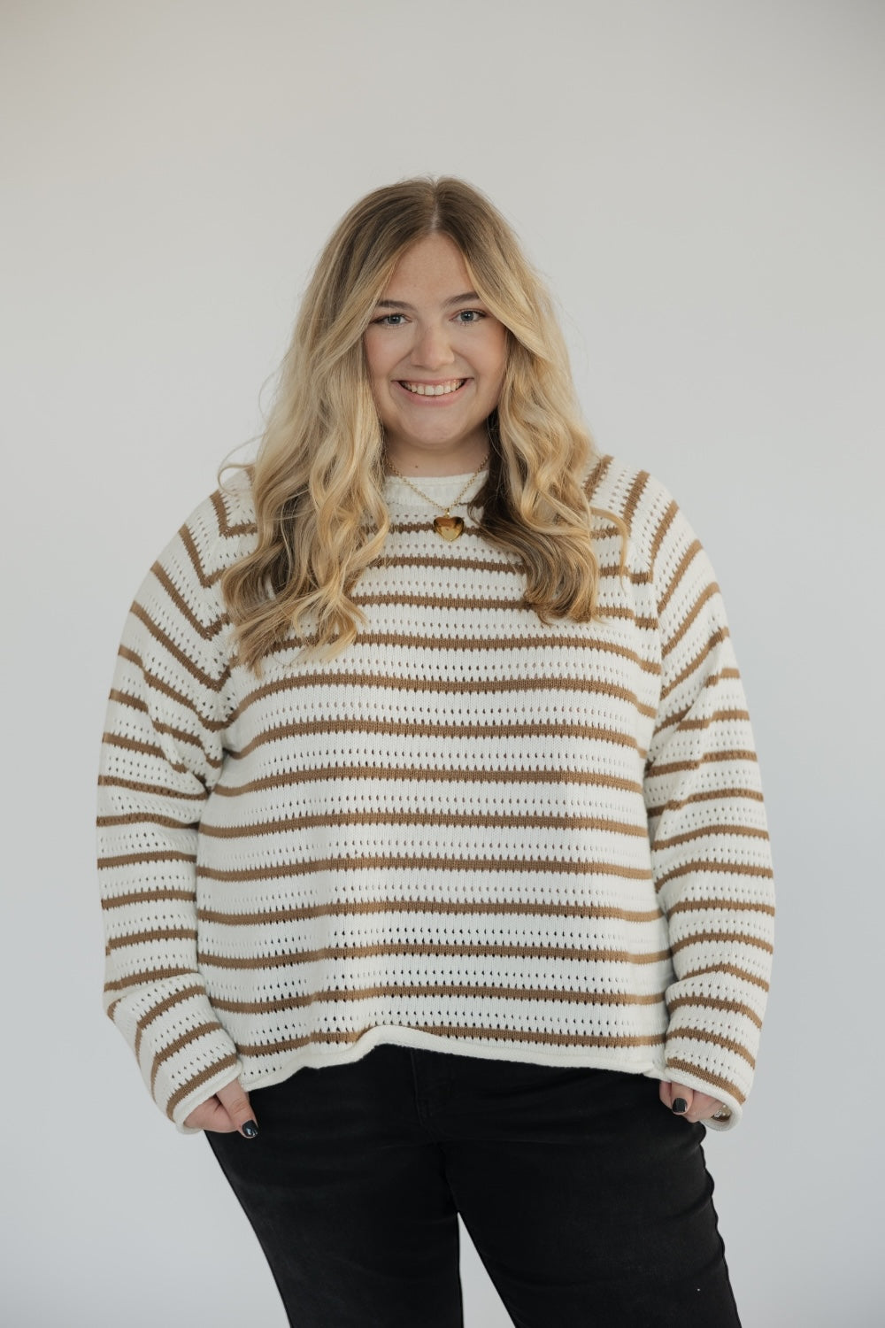 Katrina Khaki Striped Sweater (S-3XL)