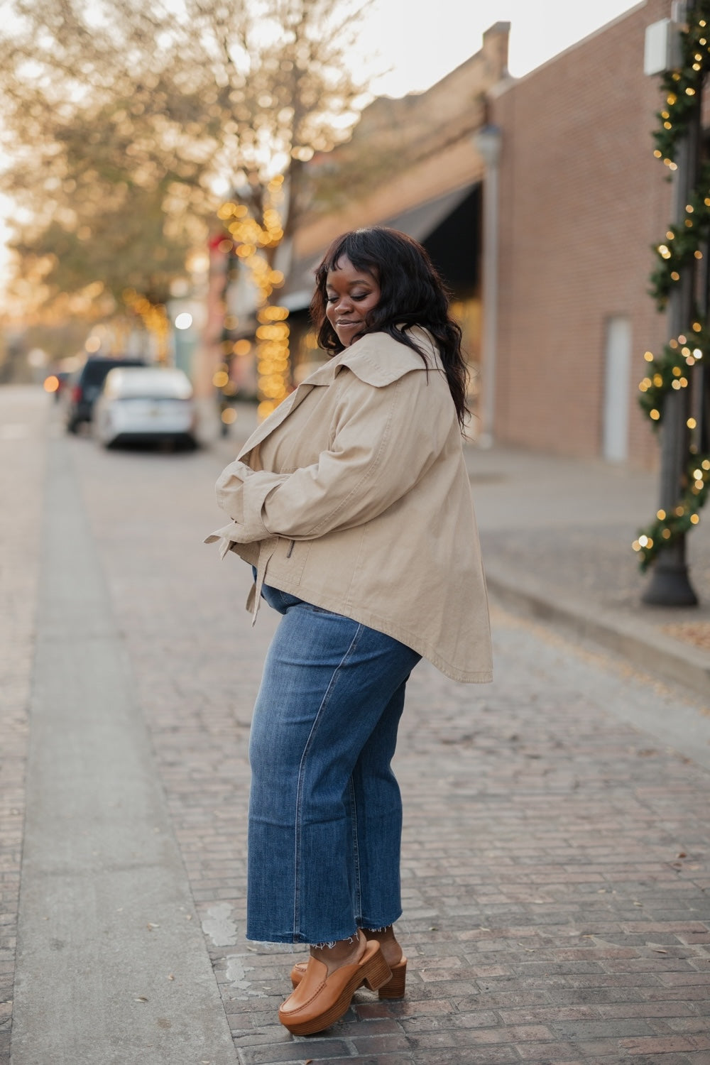 Cindy Washed Wide Collar Taupe Jacket (S-3XL)