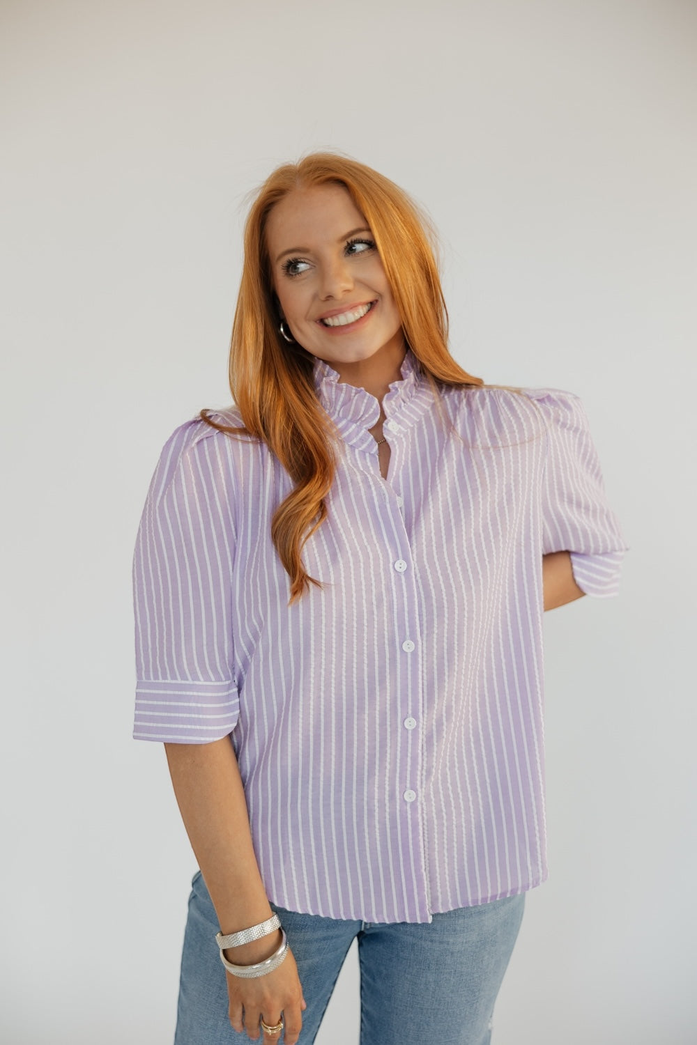 Jodie Lavender Seersucker Top (S-3XL)