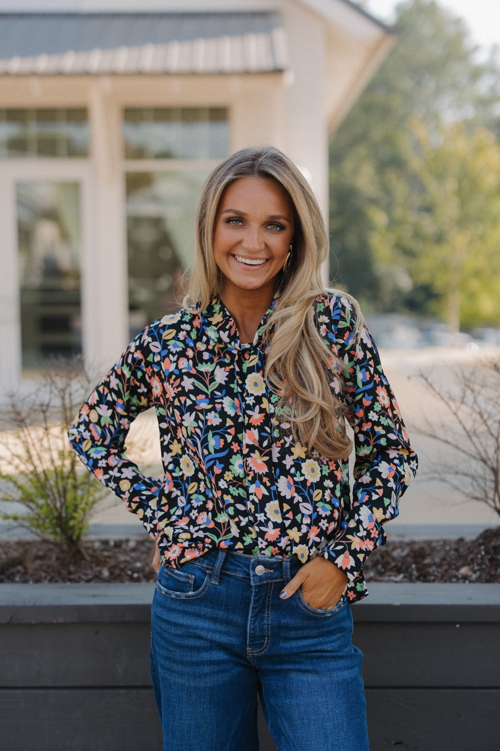 Cami Small Floral Print Long Sleeve Top