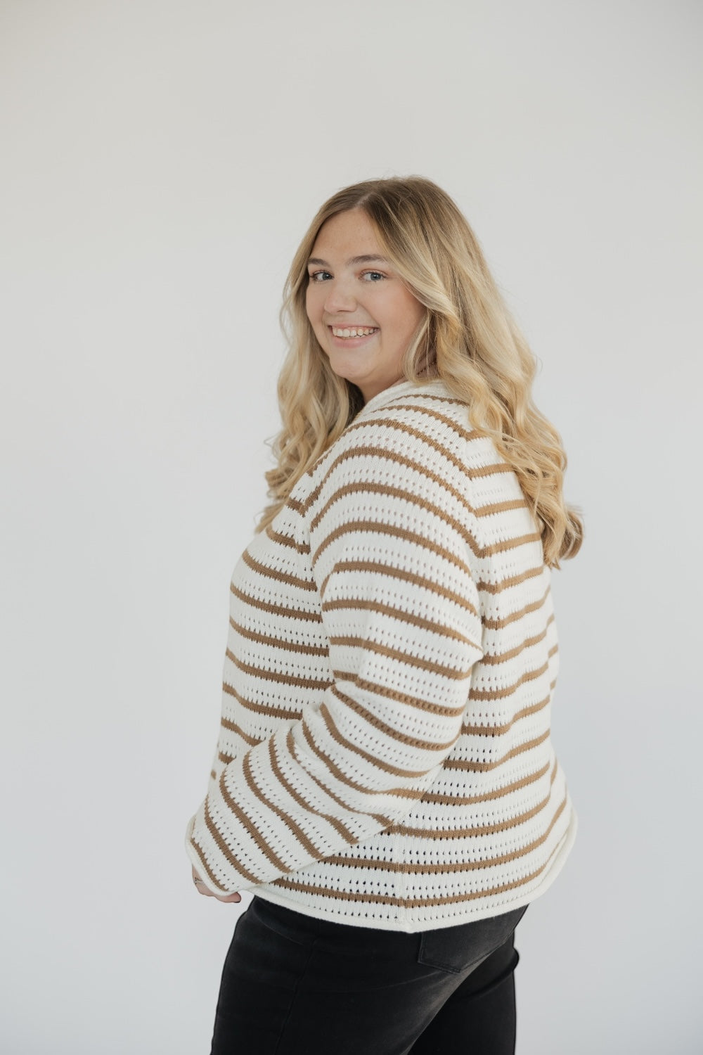 Katrina Khaki Striped Sweater (S-3XL)