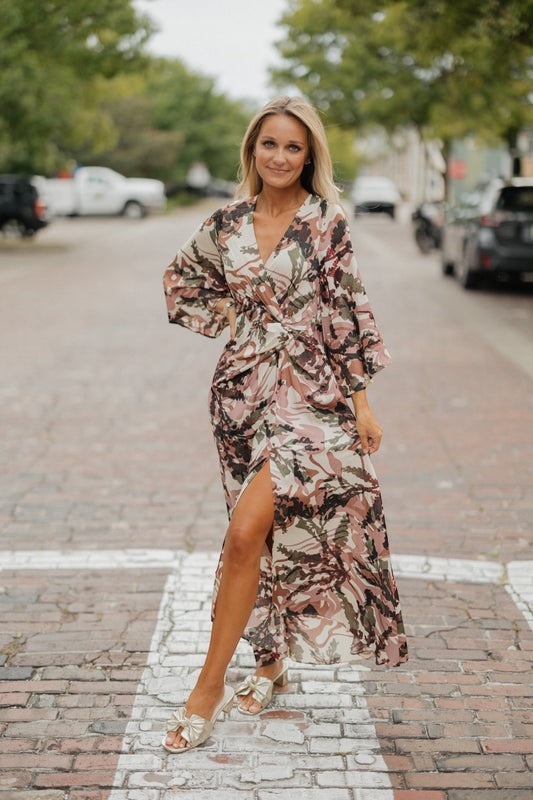 Rosewood Gathered Print Dress