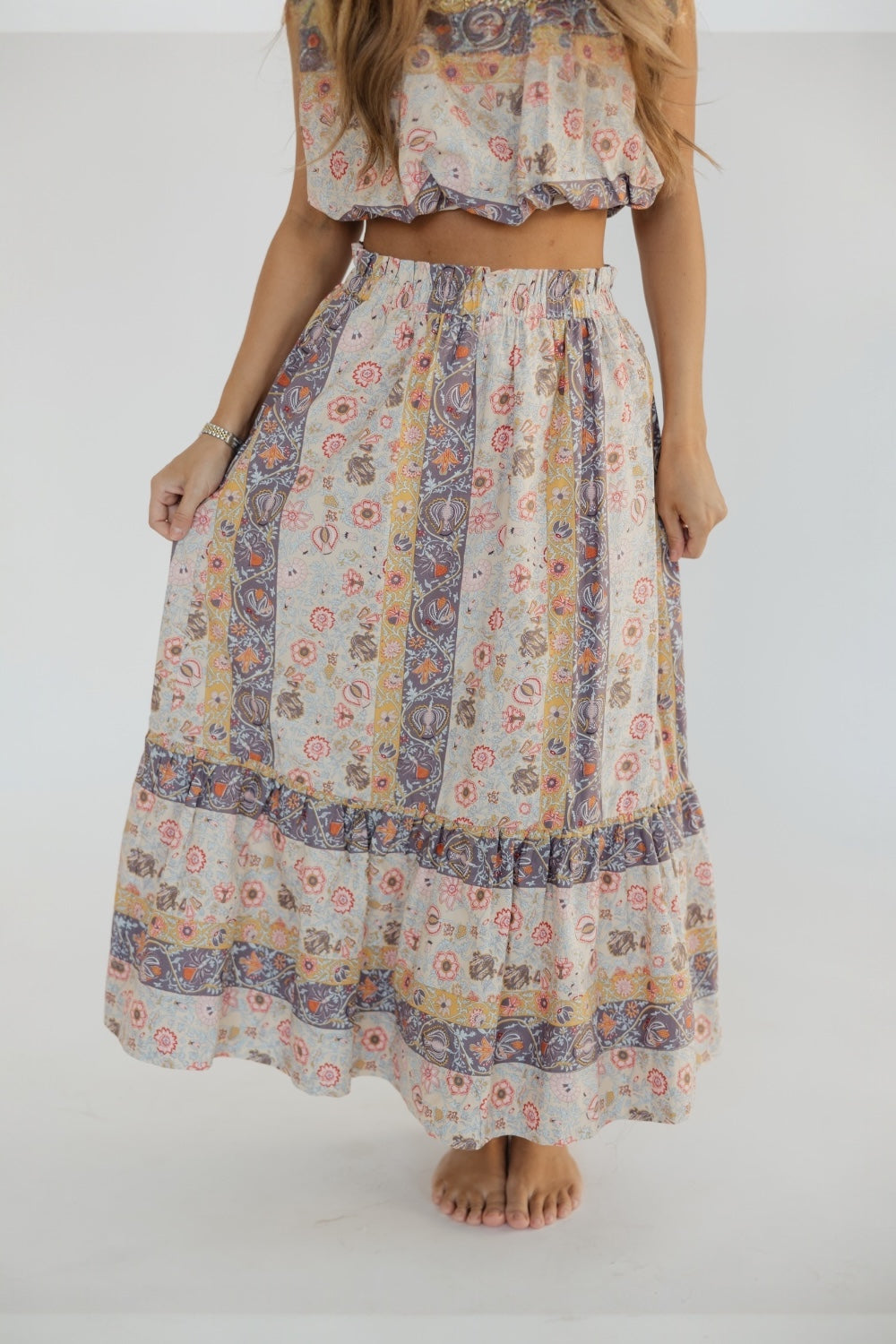 Paisley Printed Midi Skirt