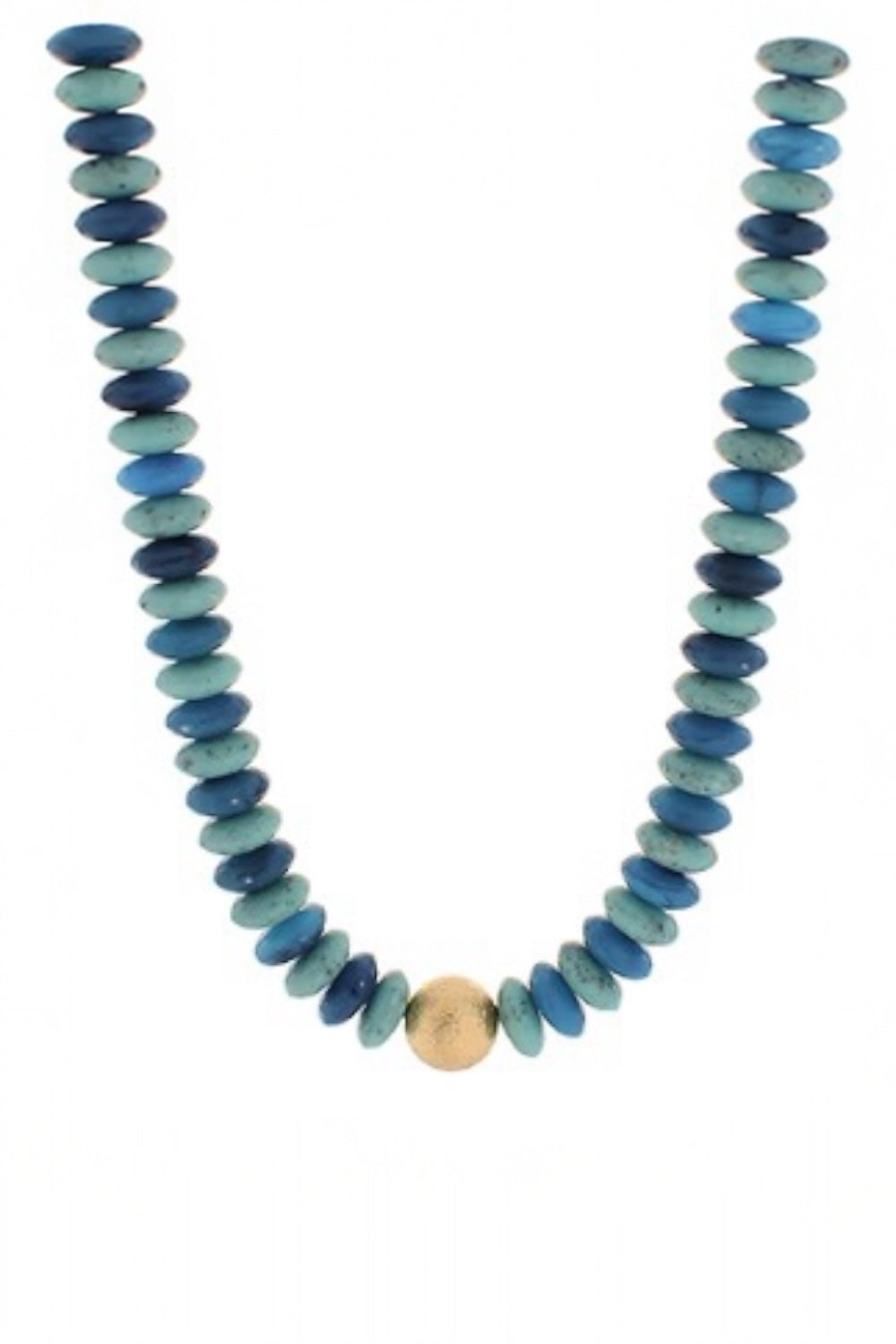 Turquoise & Gold Rondelle Beaded Necklace