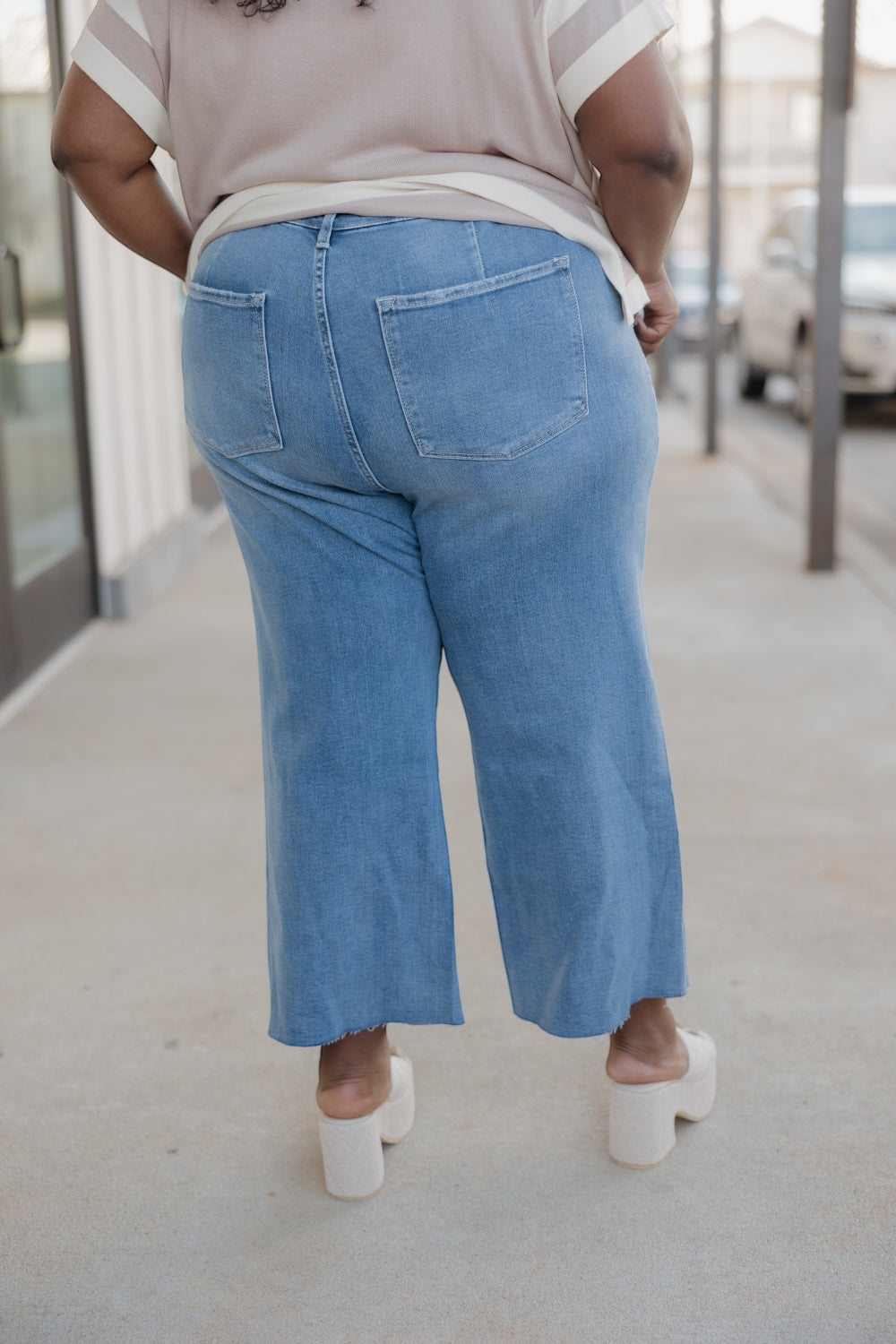 High Rise Utility Crop Wide Leg Jean (0-22)