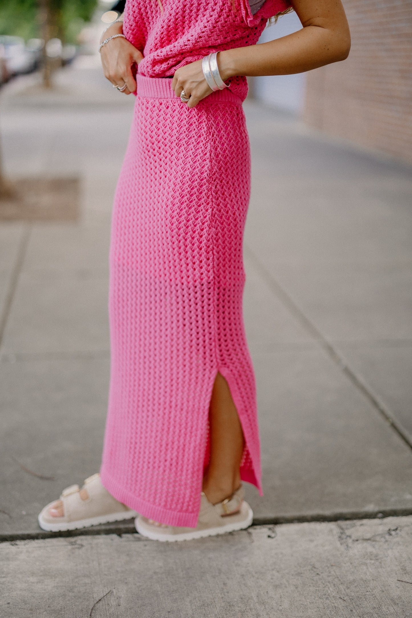 Flamingo Crochet Midi Skirt