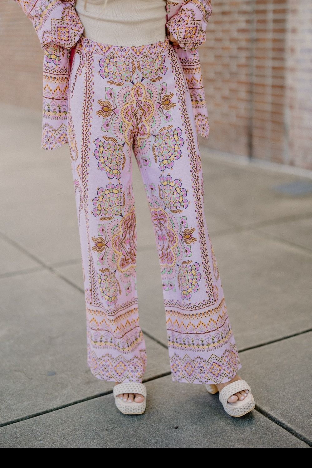 Paisley Print High Waist Trousers