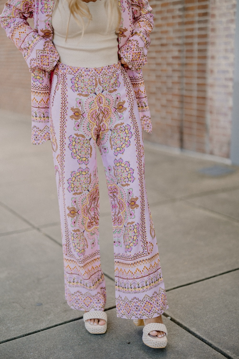 Paisley Print High Waist Trousers