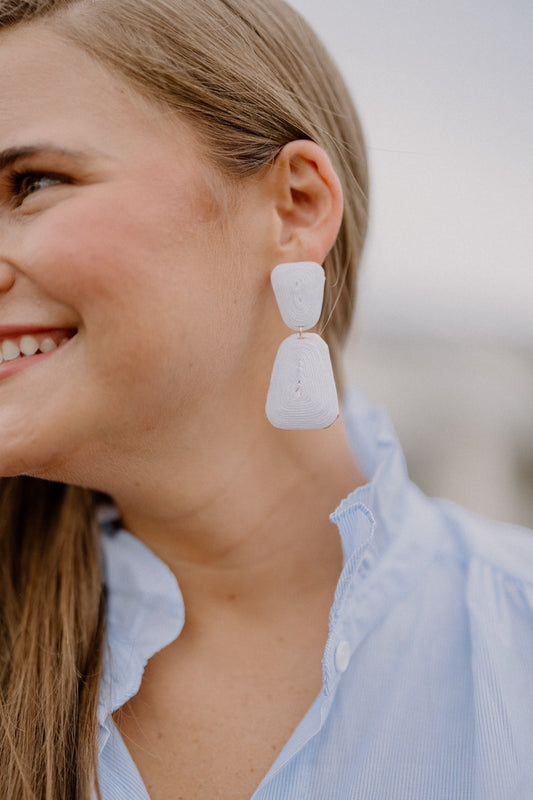 Trapezoid Drop Earrings in White