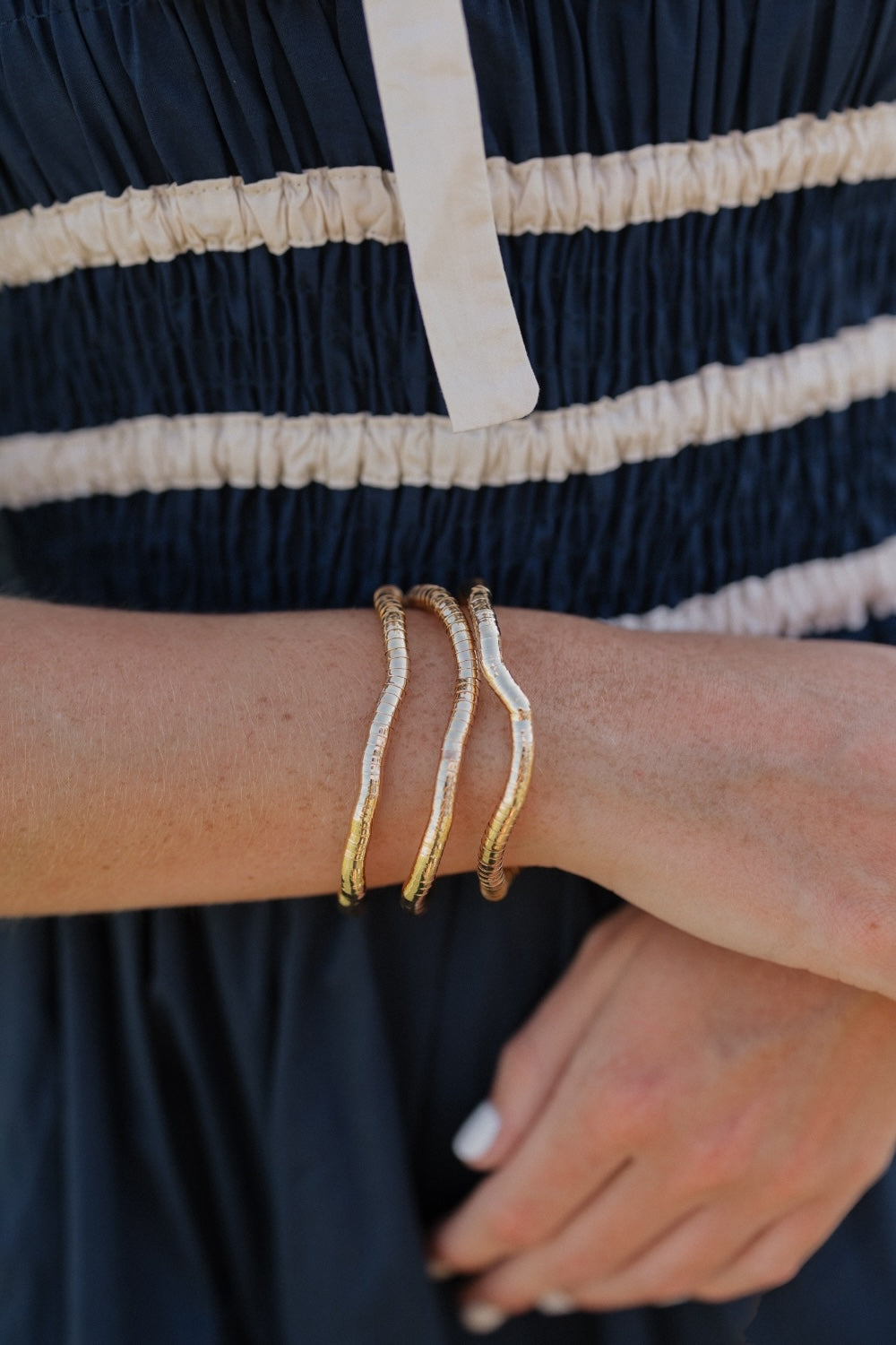 5mm Omega Chain Bracelet Set in Gold