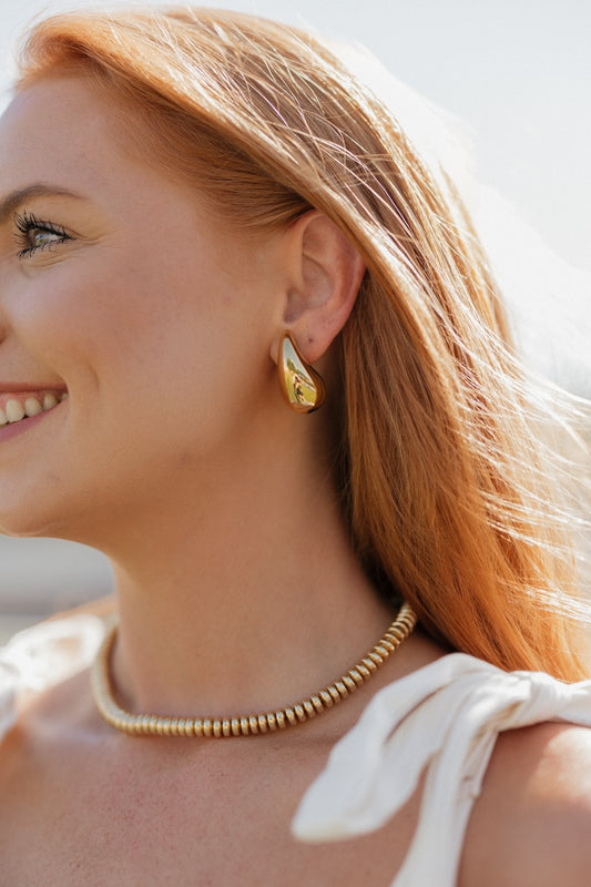 Puffy Teardrop Earrings in Gold