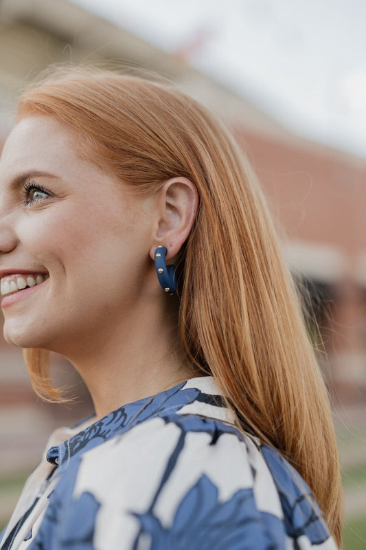 Medium Candace Navy Earrings