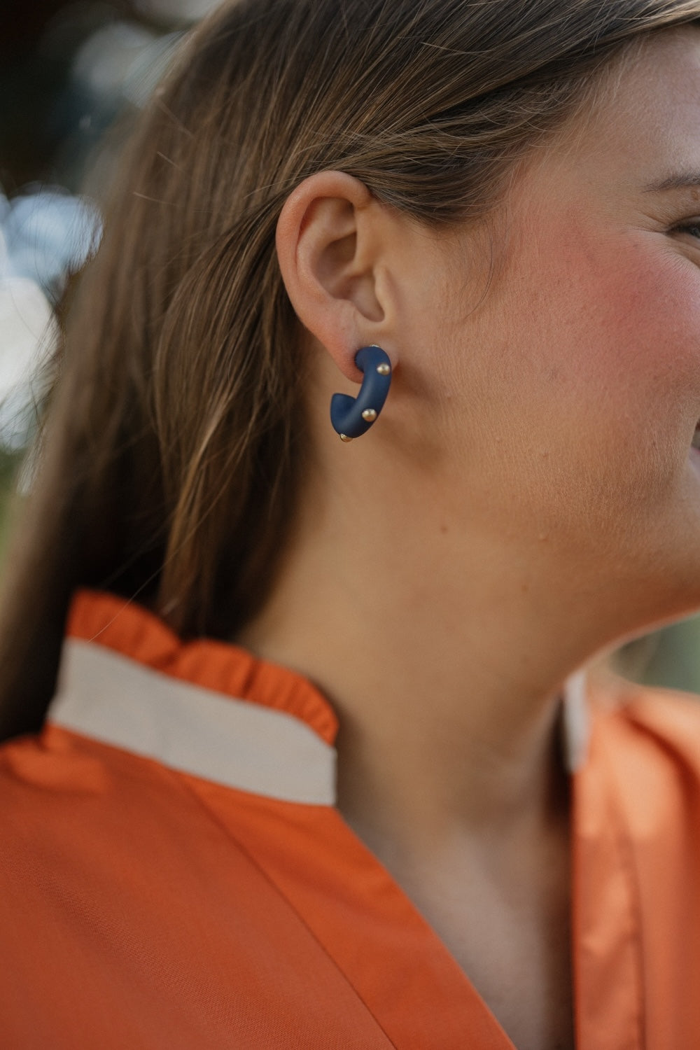 Small Candace Navy Earrings