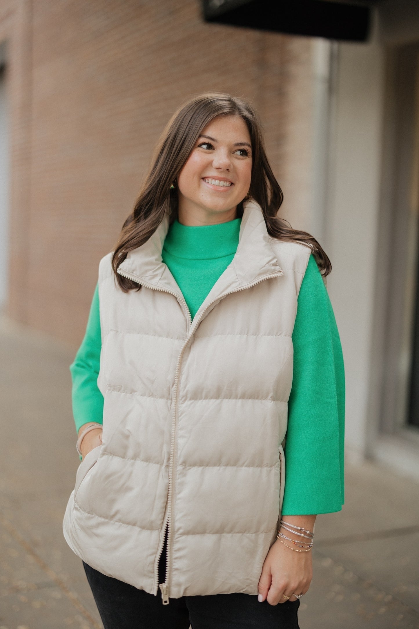 Vada Cream Puffer Vest