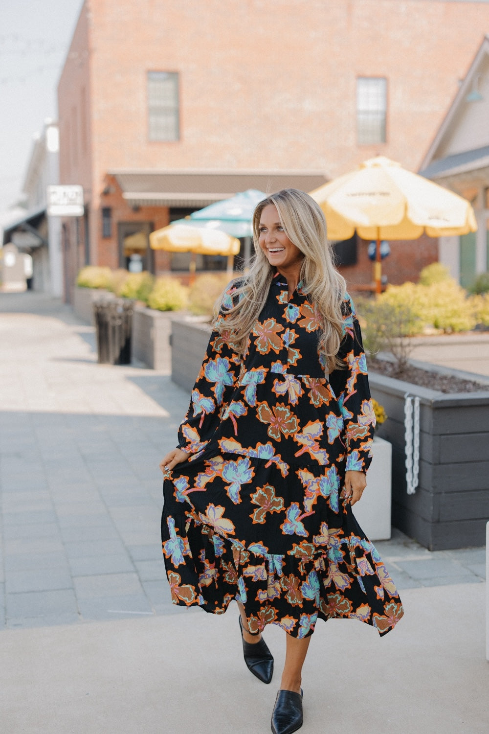 Alheli Floral Print Long Sleeve Dress