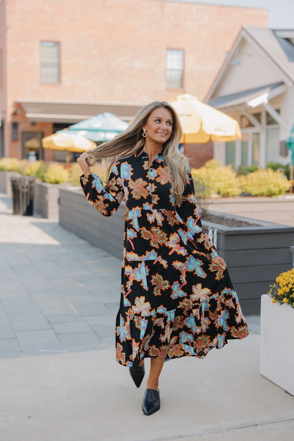 Alheli Floral Print Long Sleeve Dress