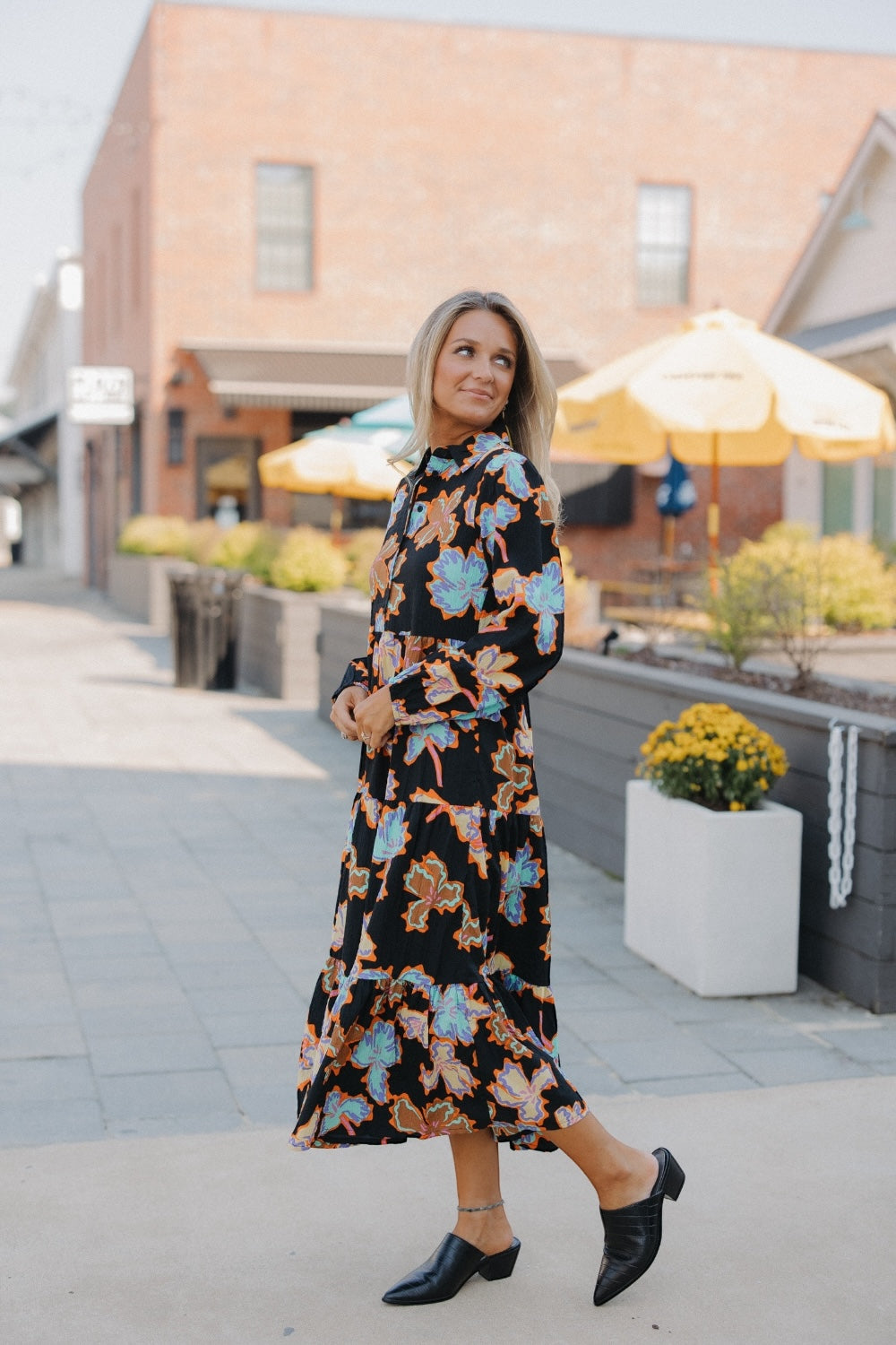 Alheli Floral Print Long Sleeve Dress