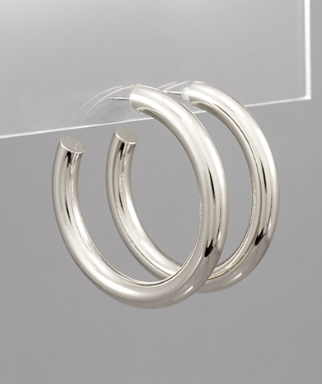 50mm Thick Open Hoops in Silver