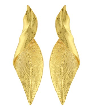 Curve Leaf Texture Metal Earrings